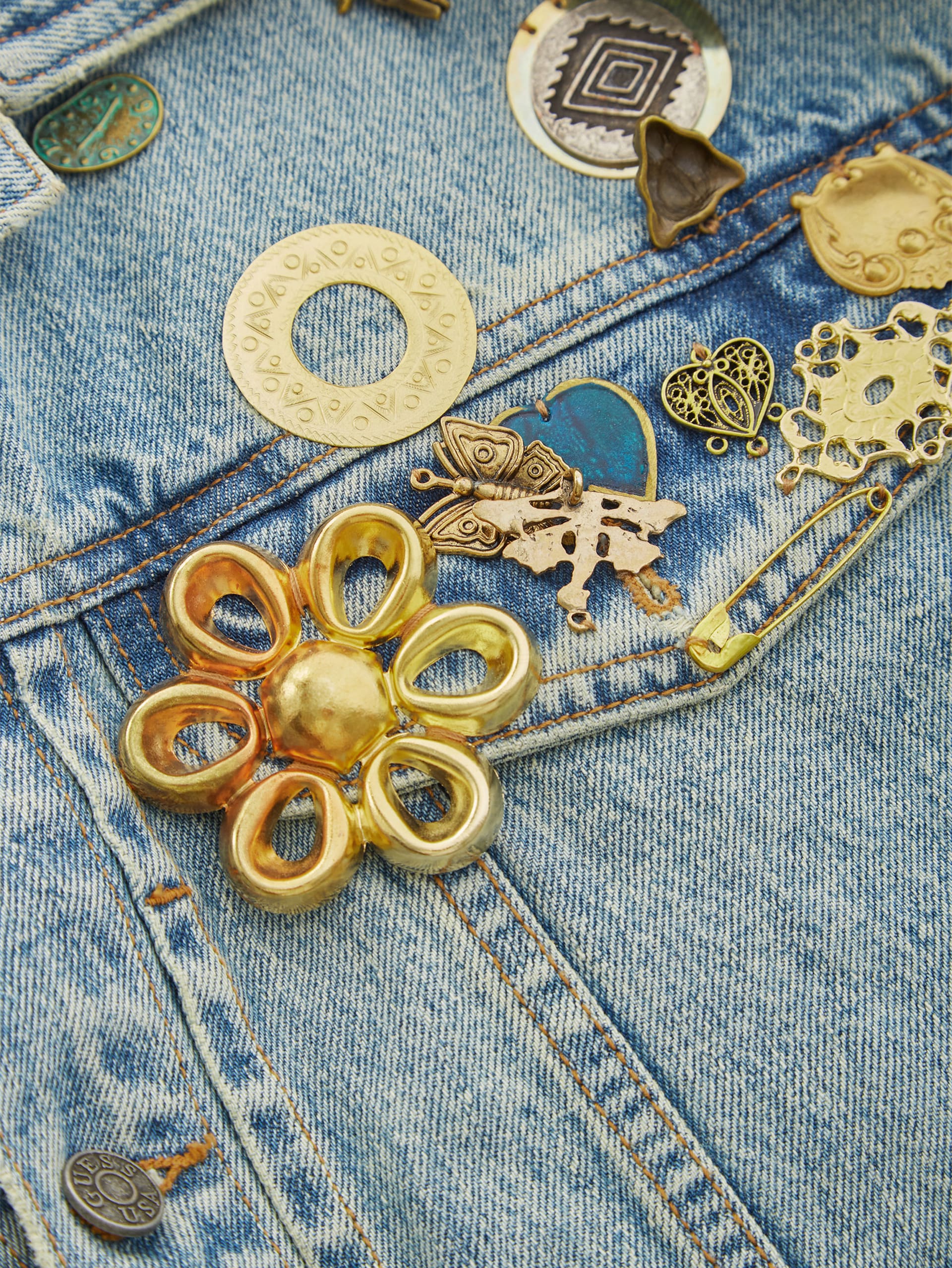 colete jeans bordado