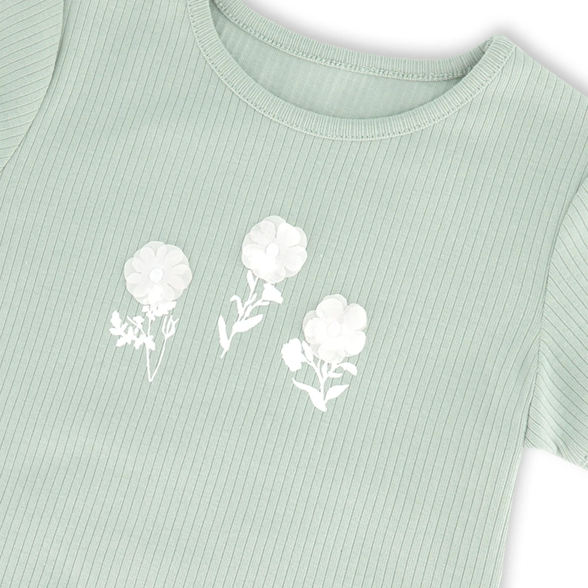 Deux par Deux Tshirt Fleur Côtelé Jasmin 3-6ans