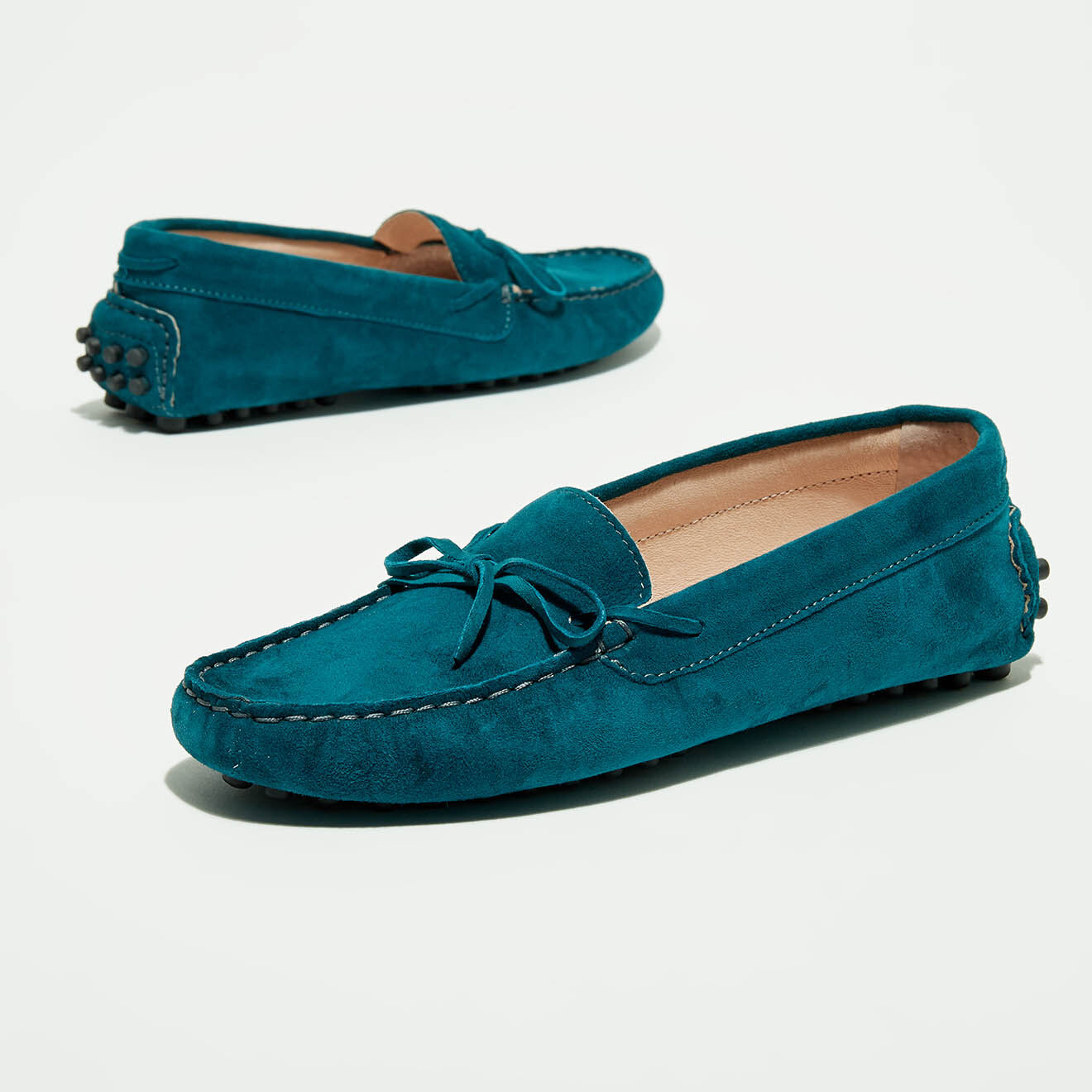 Flavio Création Mocassins en Velours de Cuir Mariela bleu foncé/noir