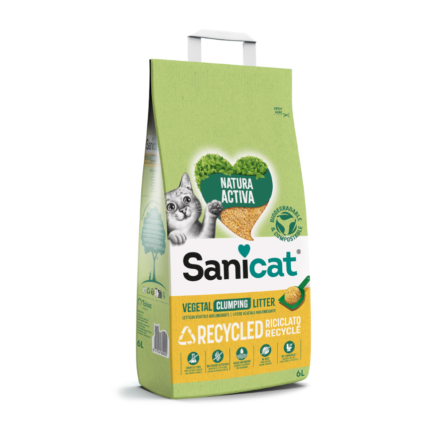 Areia higiênica reciclada Sanicat Natura Activa para gatos