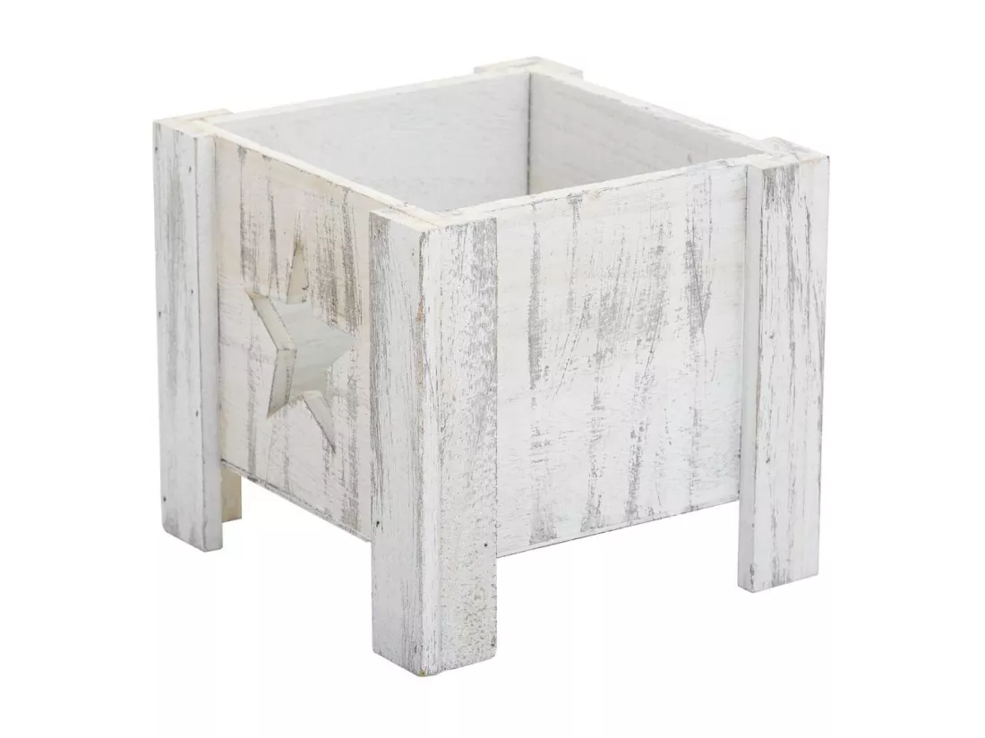 Panier en bois blanc 16,5x16,5x15h