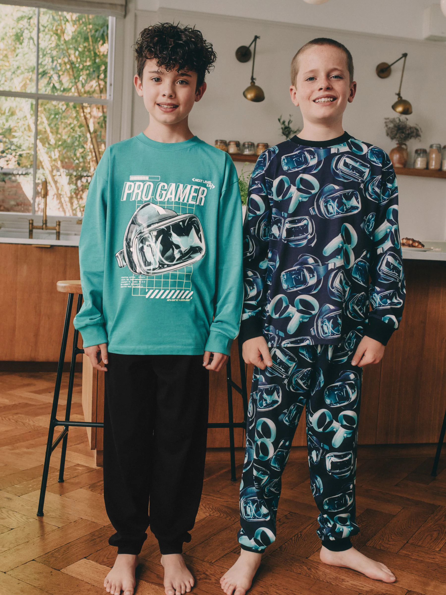 Groen/Zwart Pro Gamer - Verpakking van 2 pyjama's met lange mouwen (3-16 jr)
