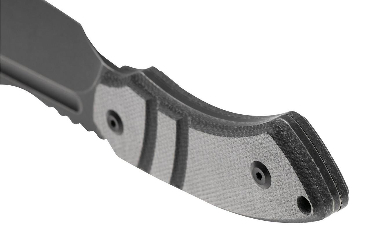 Kansept Korvid S G2030A1 Blackwashed 14C28N, Black Micarta, vaststaand mes, Justin Koch design