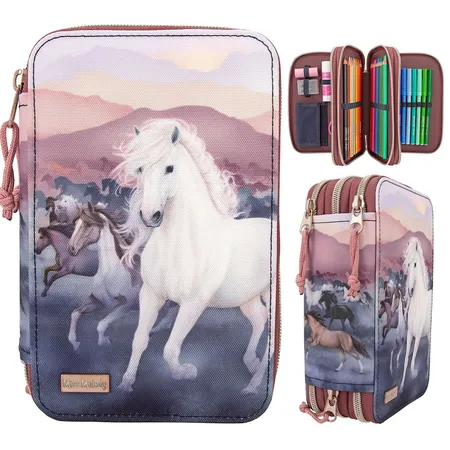 Depesche Miss Melody 3-Fach Federtasche NIGHT HORSES