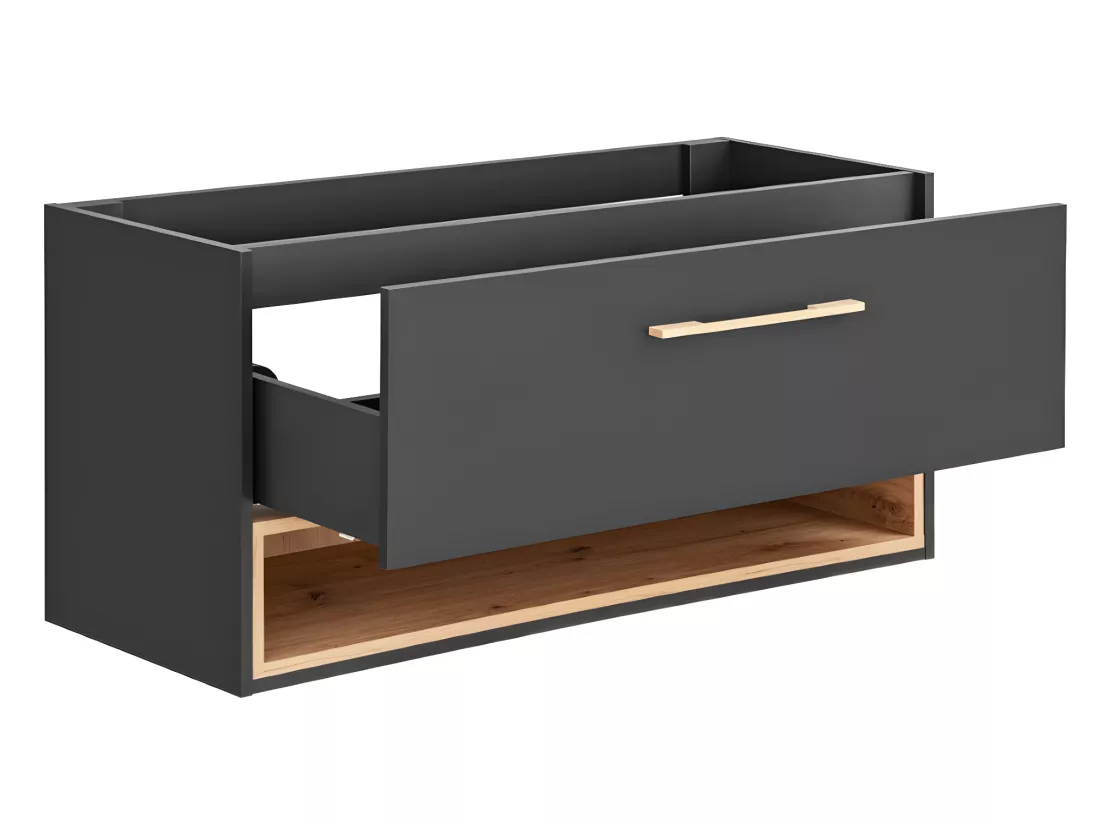 Meuble de salle de bain suspendu anthracite avec vasque à encastrer et armoire de toilette - 120 cm - YANGRA