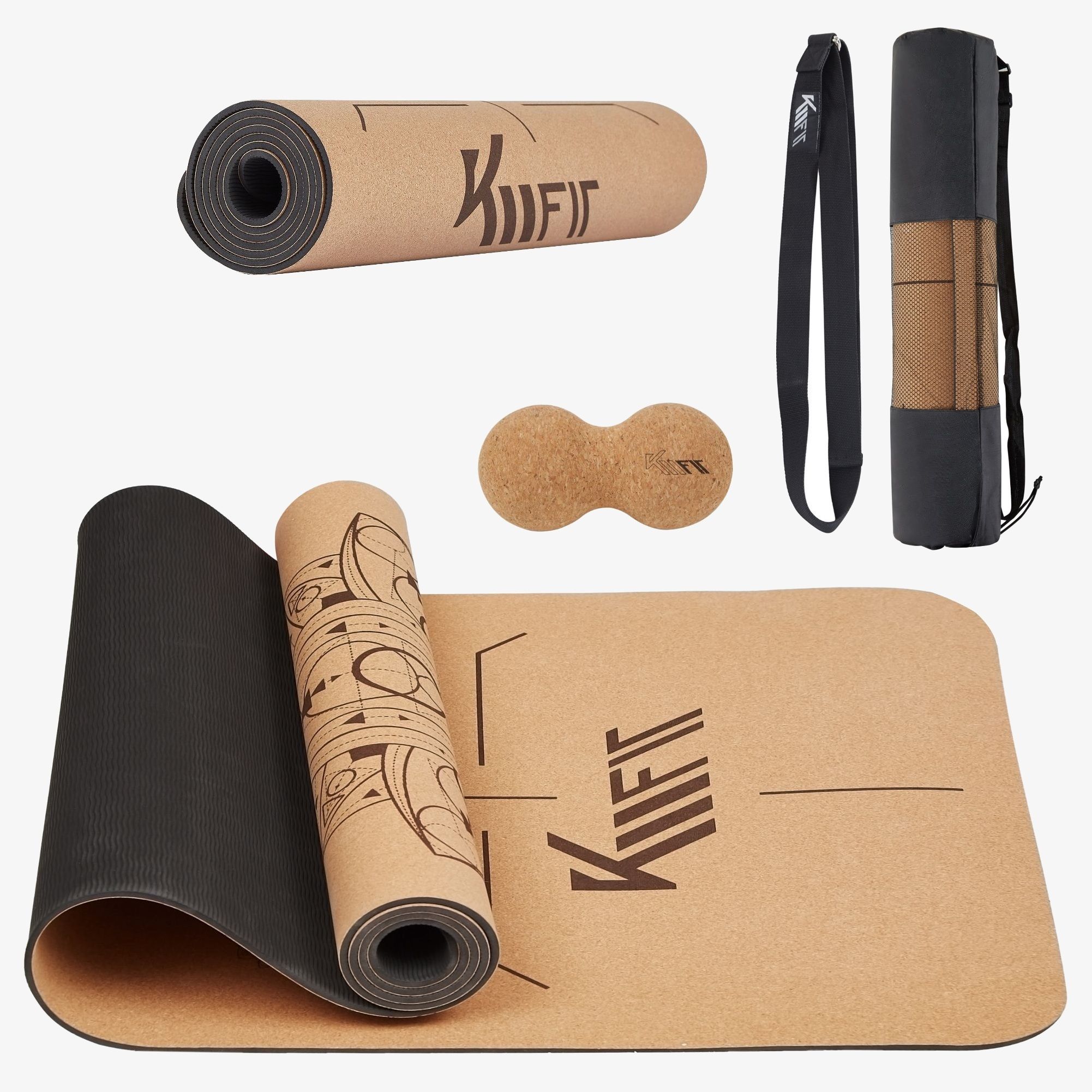 KM-Fit Tpe Yogamatte 183 x 61 cm Schwarz