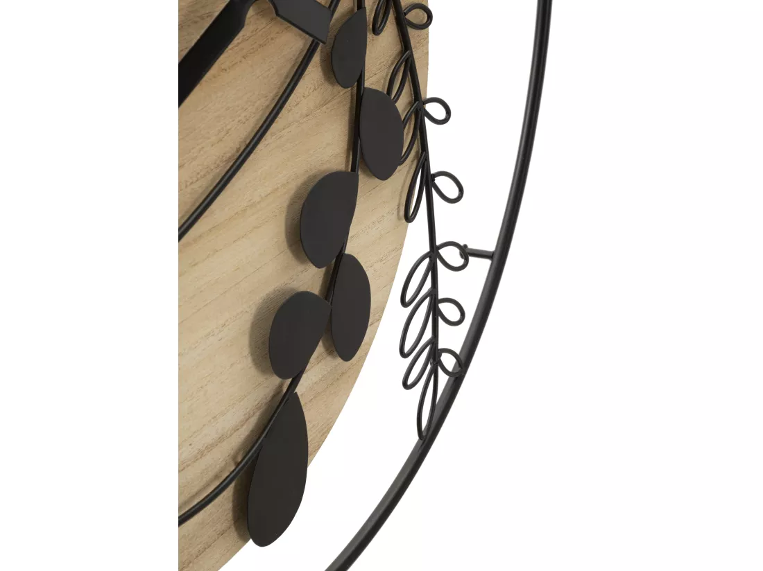 Horloge murale ronde en métal et bois marron Ø cm 60x2