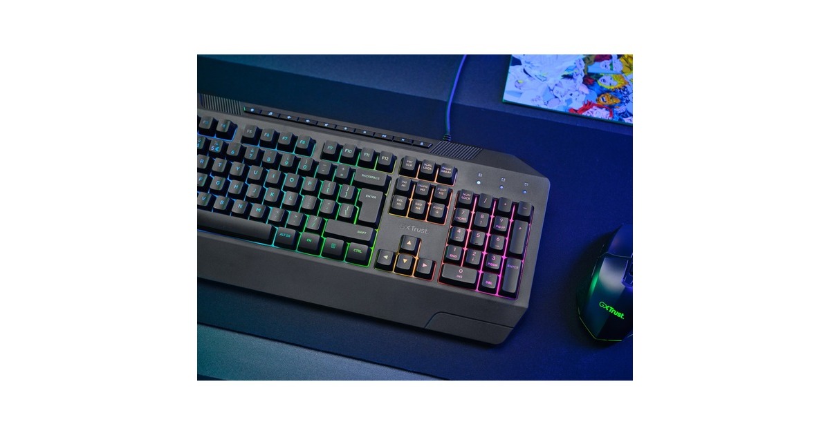TrustGXT 836 Evocx, gaming toetsenbord  (Zwart, US lay-out, Membraan, RGB)