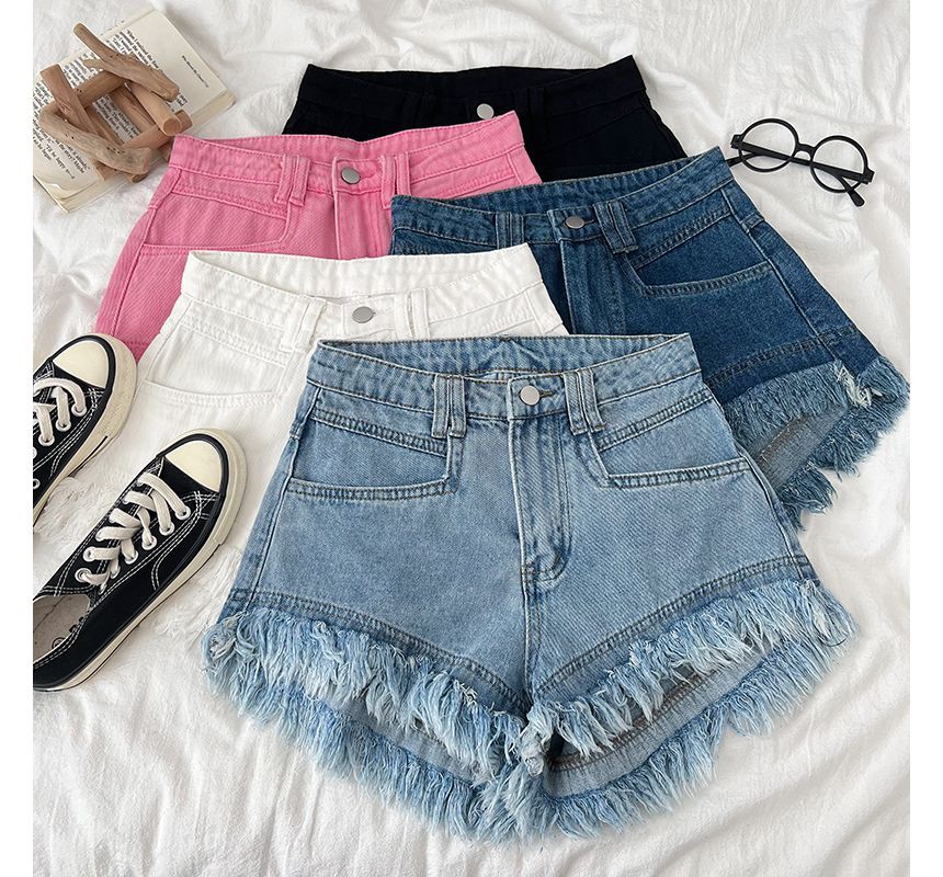 Babique - Hoge taille rafel denim hotpants