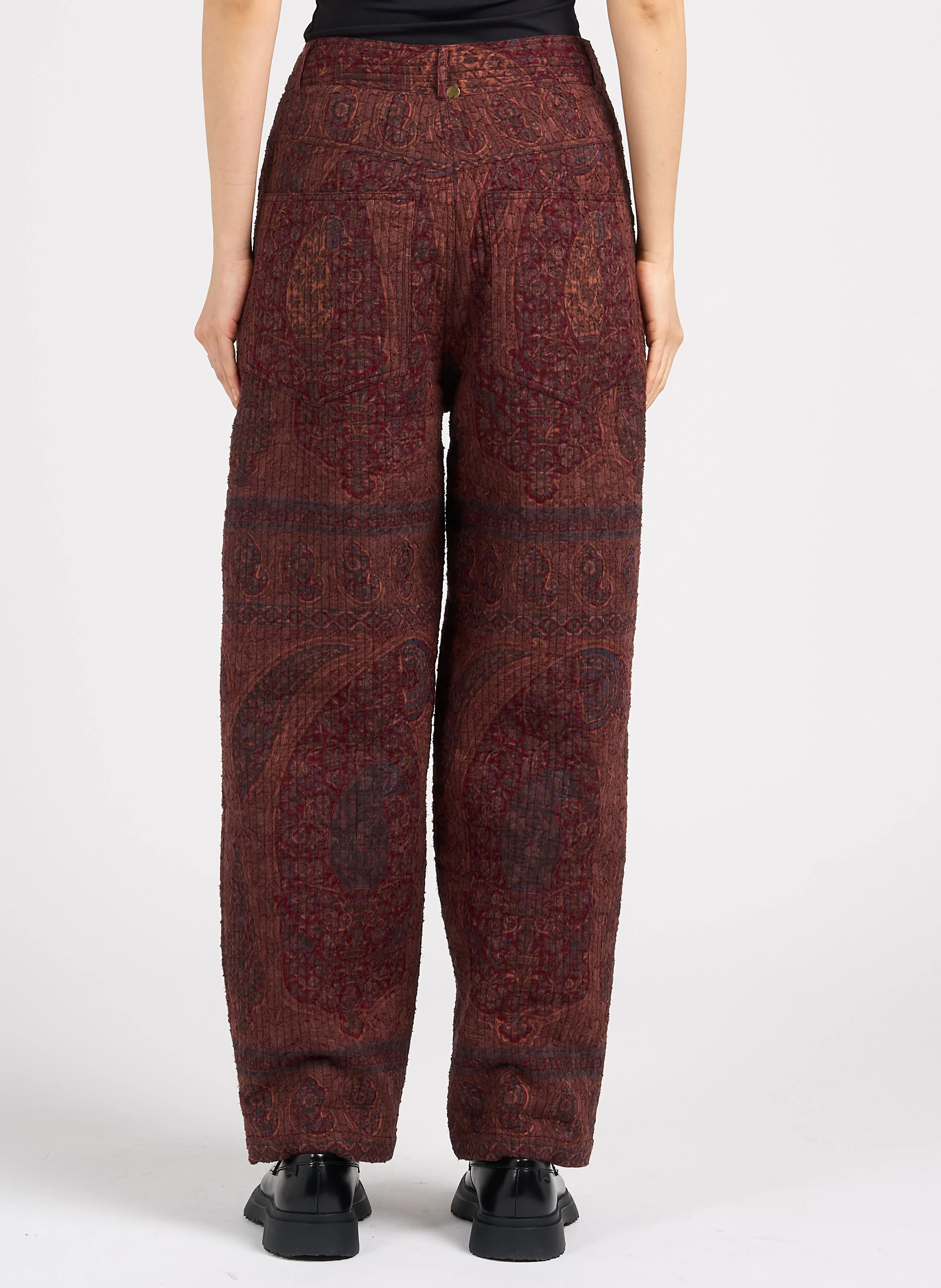 TAJARO - Pantalon large matelassé en coton | Rouge