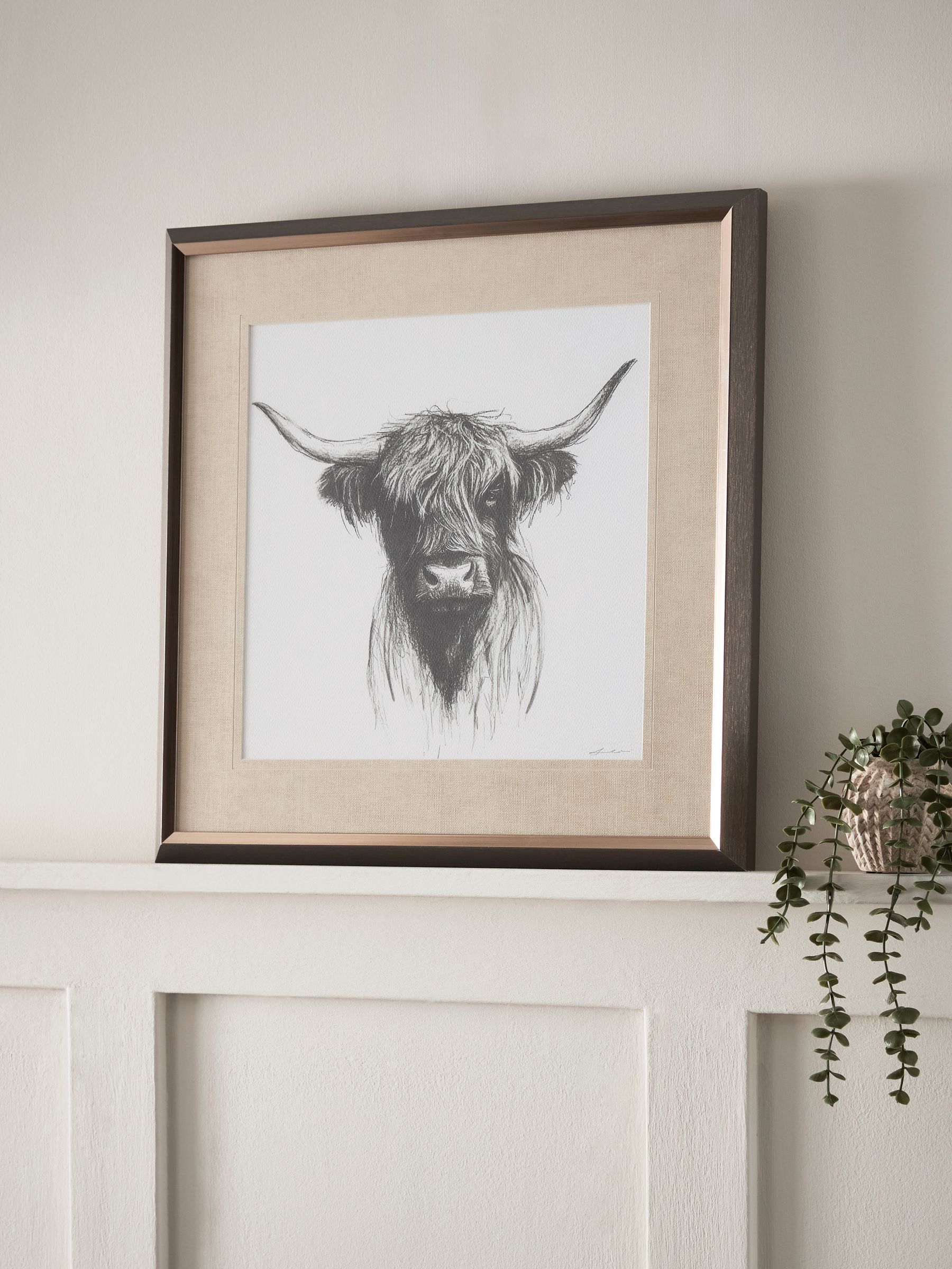 Hamish The Highland Cow wanddecoratie in schetsstijl
