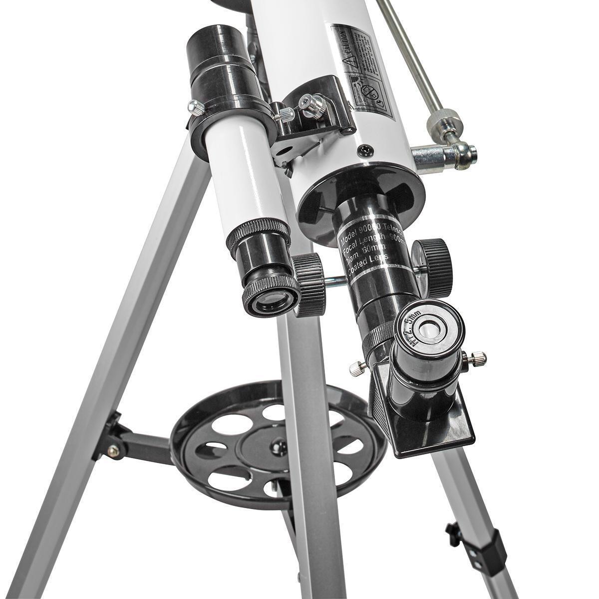 Nedis Teleskop | Blenderåpning: 50 mm | Brennvidde: 600 mm | Finderscope: 5 x 24 | Maksimal arbeidshøyde: 125 cm | Tripod | Hvit / Sort