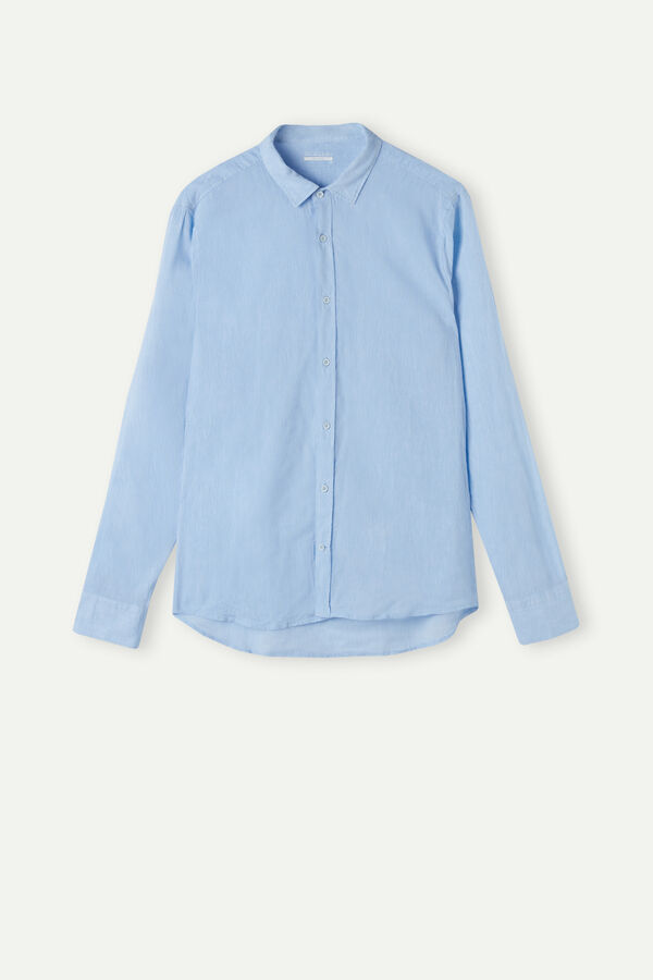 Camisa de linho e algodão