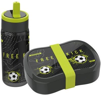 LunchBuddies Football Matboks og Flaske, Black