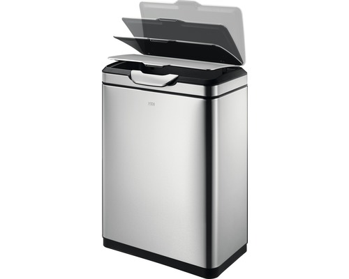 EKO Tina 45L afvalbak met scharnierend deksel, roestvrij staal, matte afwerking