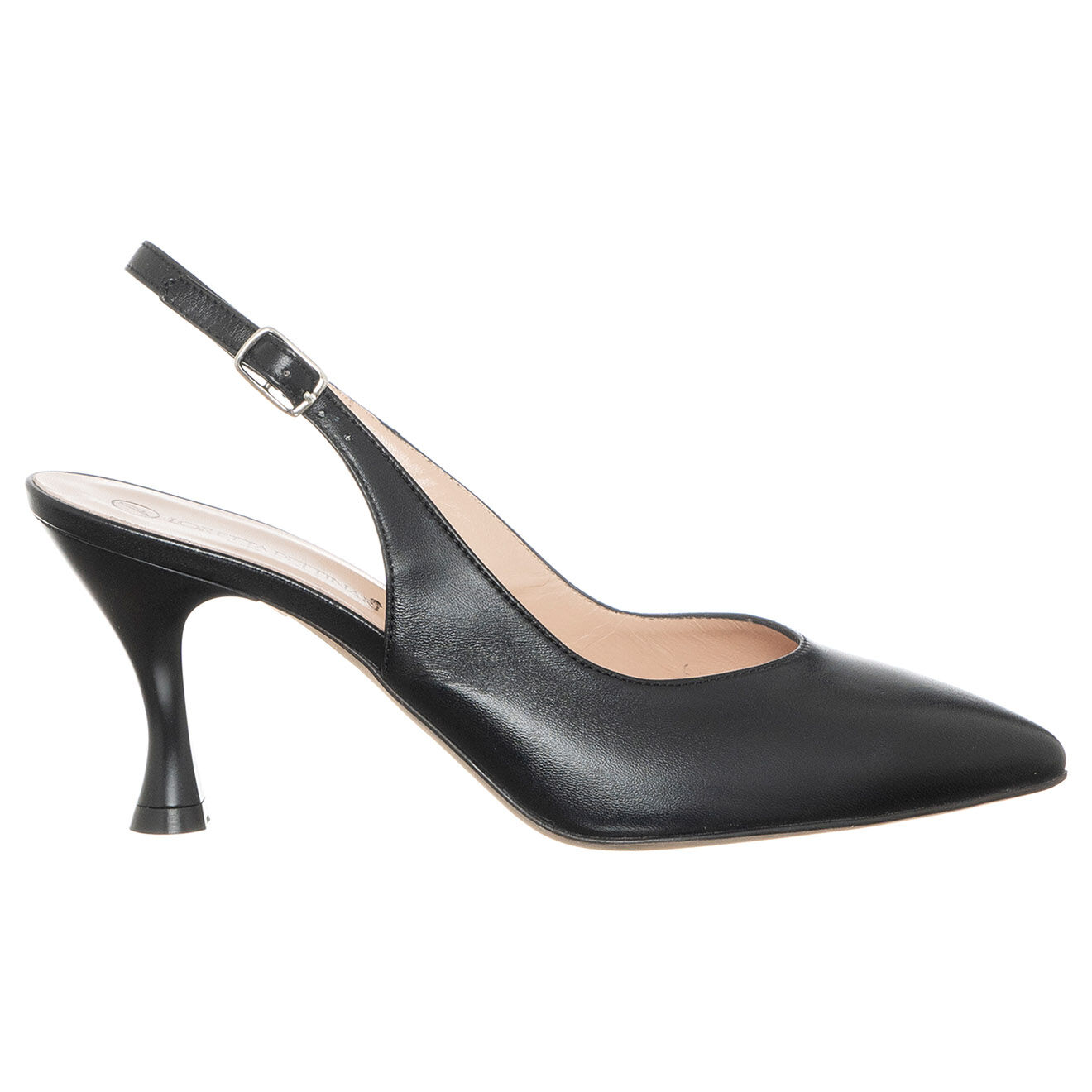 Loretta Pettinari Slingbacks en Cuir Amelia noirs - Talon 7 cm