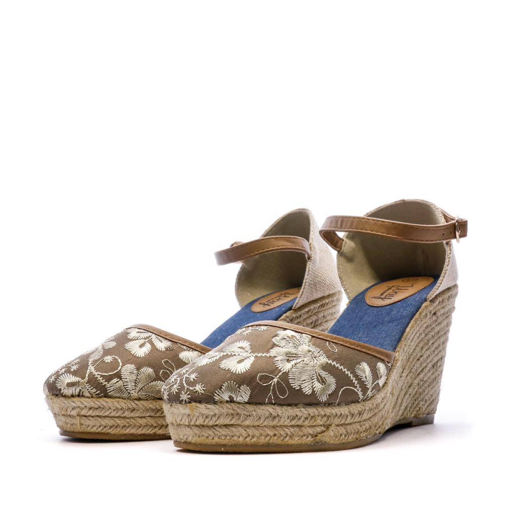 Beppi Sandales Compensées Marron/Fleurs Femme Beppi