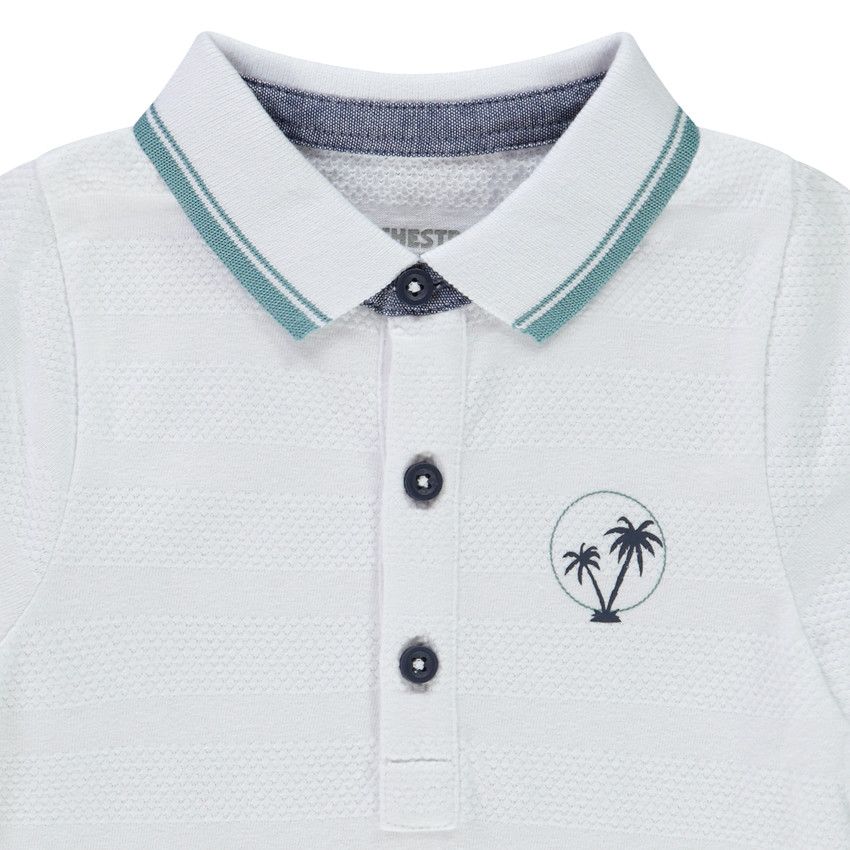 Polo manches courtes print fantaisie pour bébé garçon - Blanc