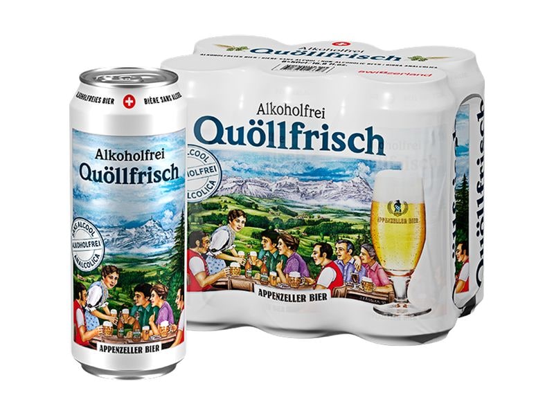 Appenzeller Bier Bier Quöllfrisch alkoholfrei 6 x 0.5 l Schweizer Lagerbier ohne Alkohol