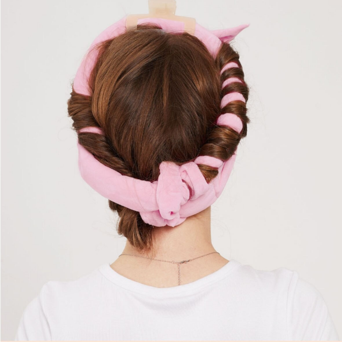 (4-tlg. Set) Samt Locken Haarband Heatless Curler Sockenlocken Haar Styling ohne Hitze inkl. Haarspange   Haargummis - Hellbraun