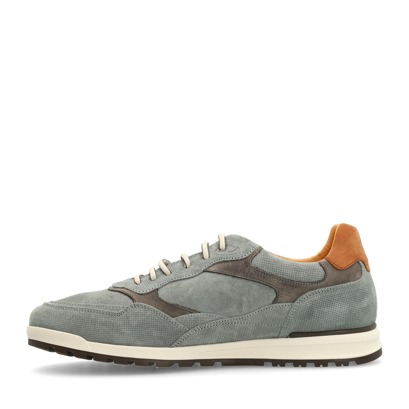 Grijze suède sneakers met leren details