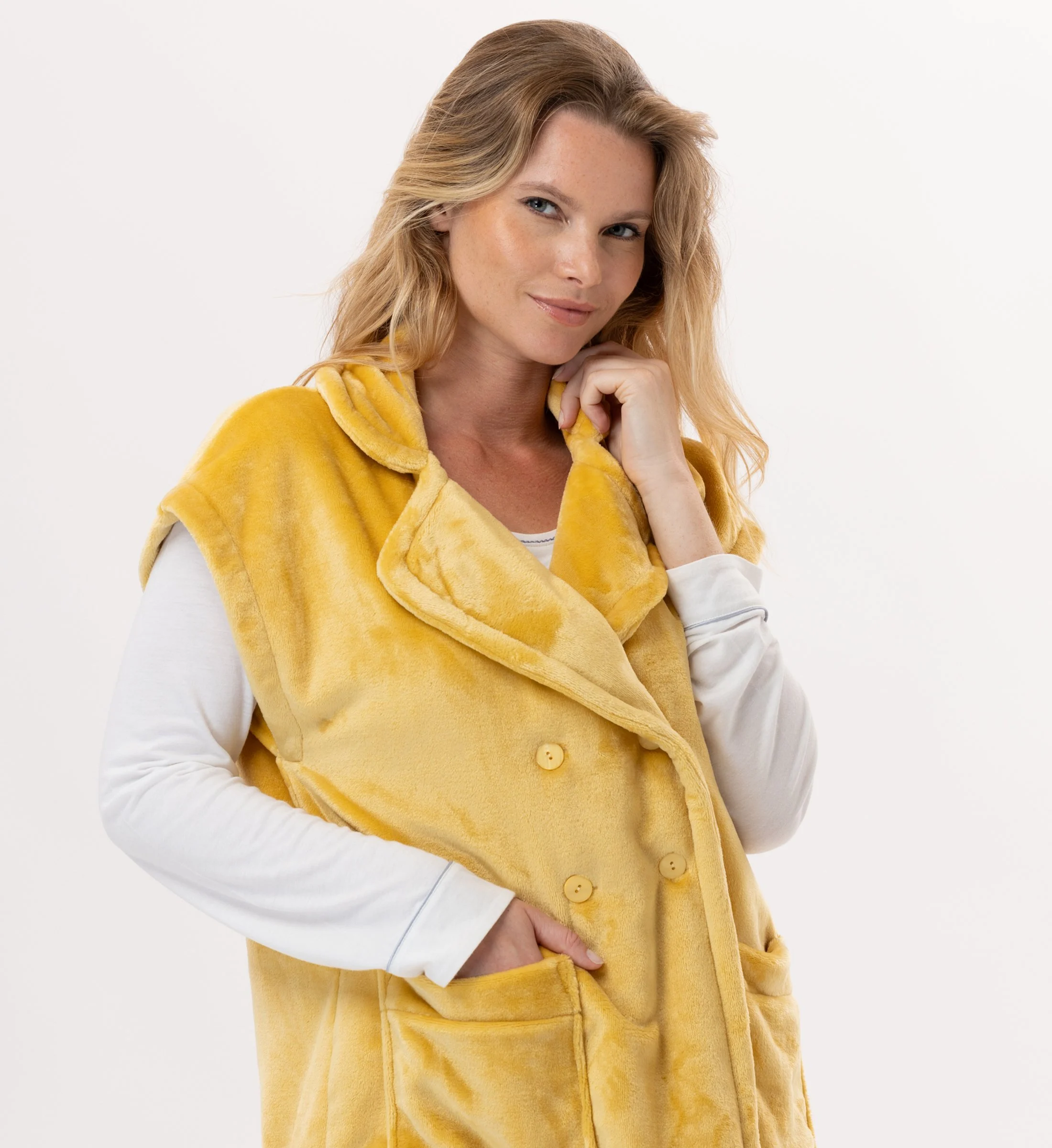 ESSENTIEL 876 - Veste en peluche flanelle | Jaune
