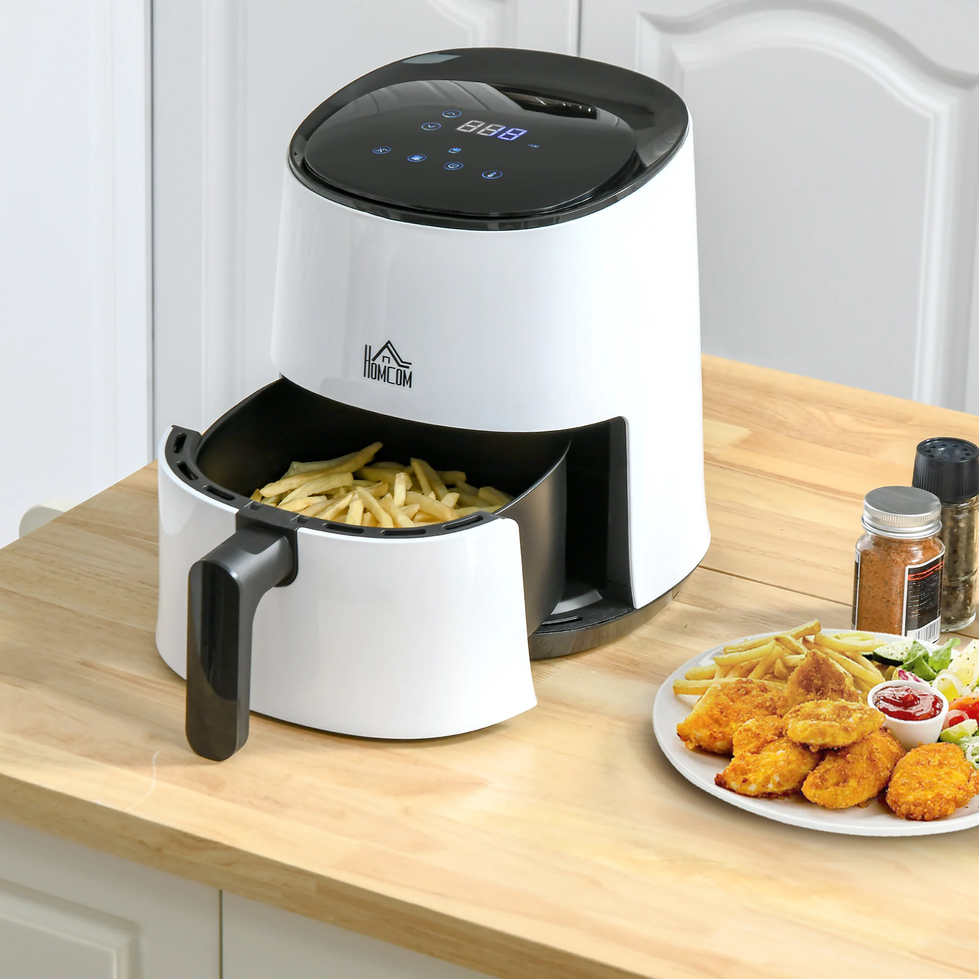HOMCOM Luftfritteuse mit LED-Anzeige weiß 33,9L x 24,9B x 29,9H cm