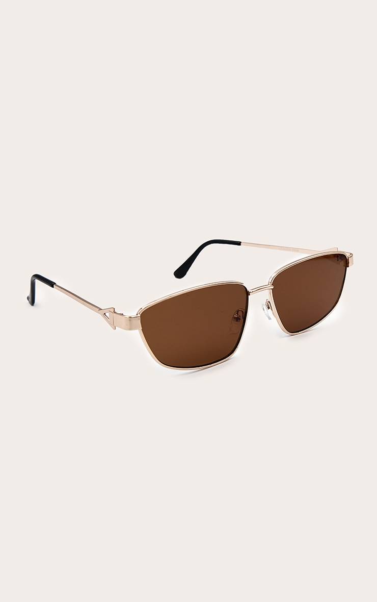 Doré Lunettes De Soleil Carrées Angulaires À Monture Métallique