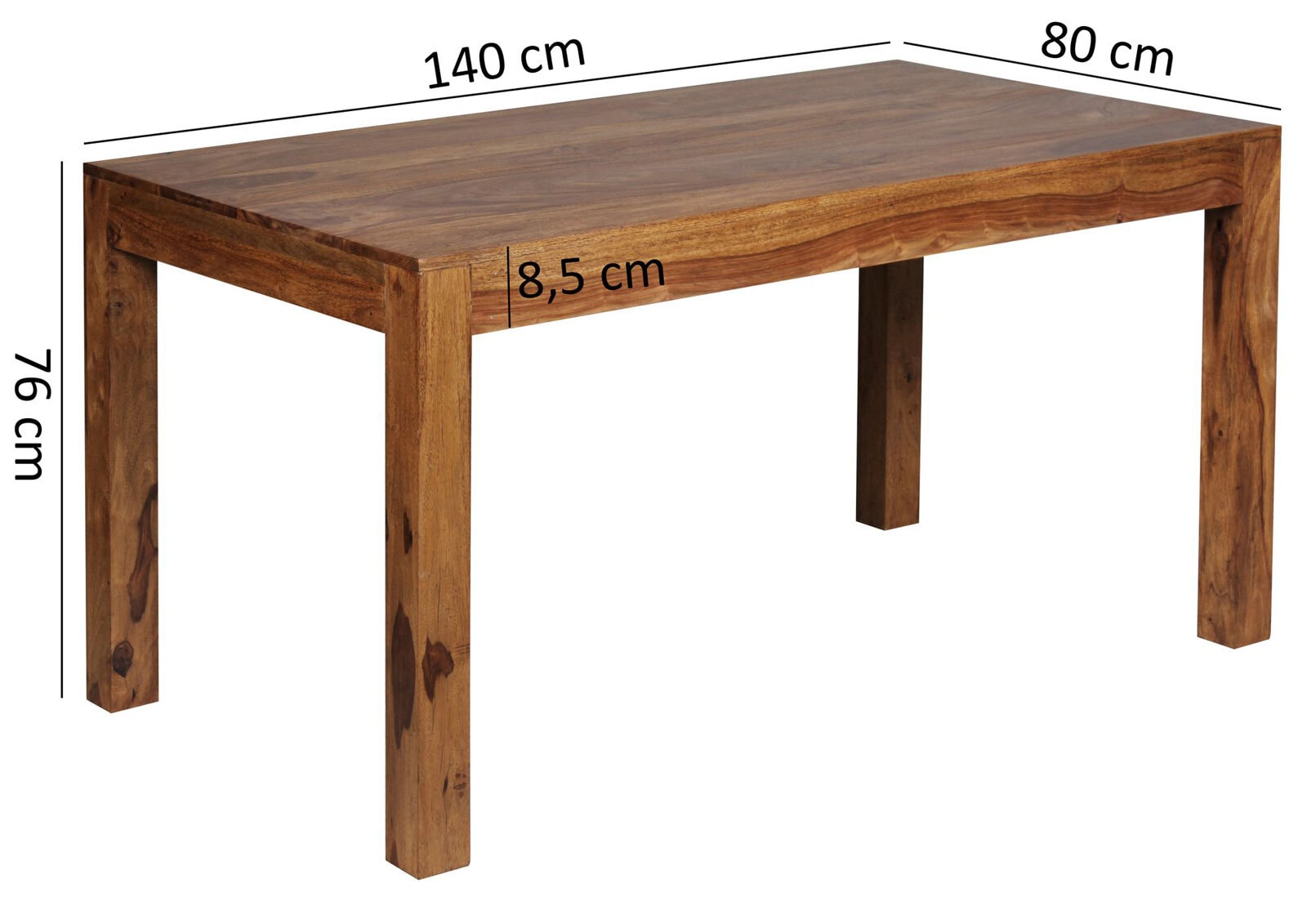 Esstisch Massivholz 140 x 80 cm braun