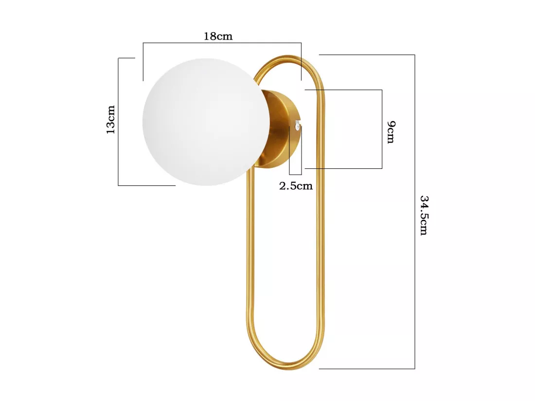 NETTLIFE Applique murale d'intérieur E14 boule de verre doré rétro moderne éclairage mural de chambre à coucher