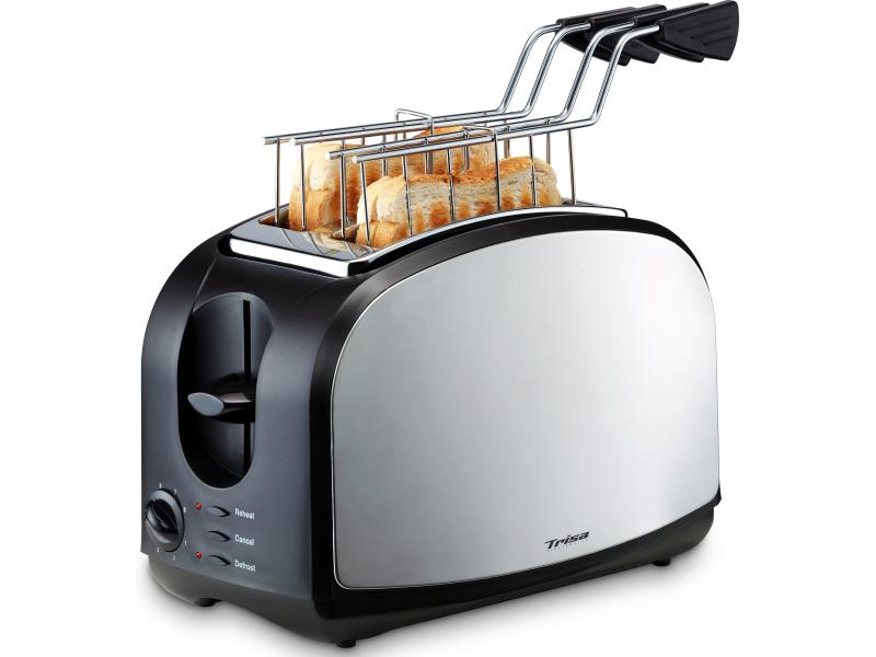 Trisa Toaster Crispy Snack Silber/Schwarz Klassischer Toaster, Silber/Schwarz