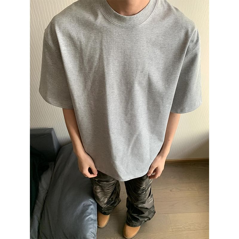 Chuoku - T-shirt met korte mouwen en ronde hals, effen