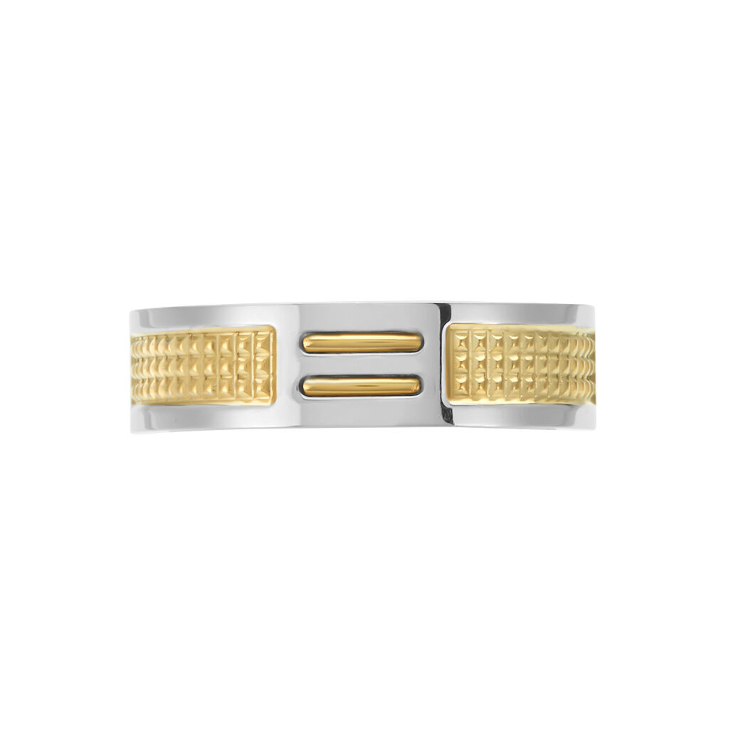 Bague Acier Blanc Et Plaqué Or Apollo
