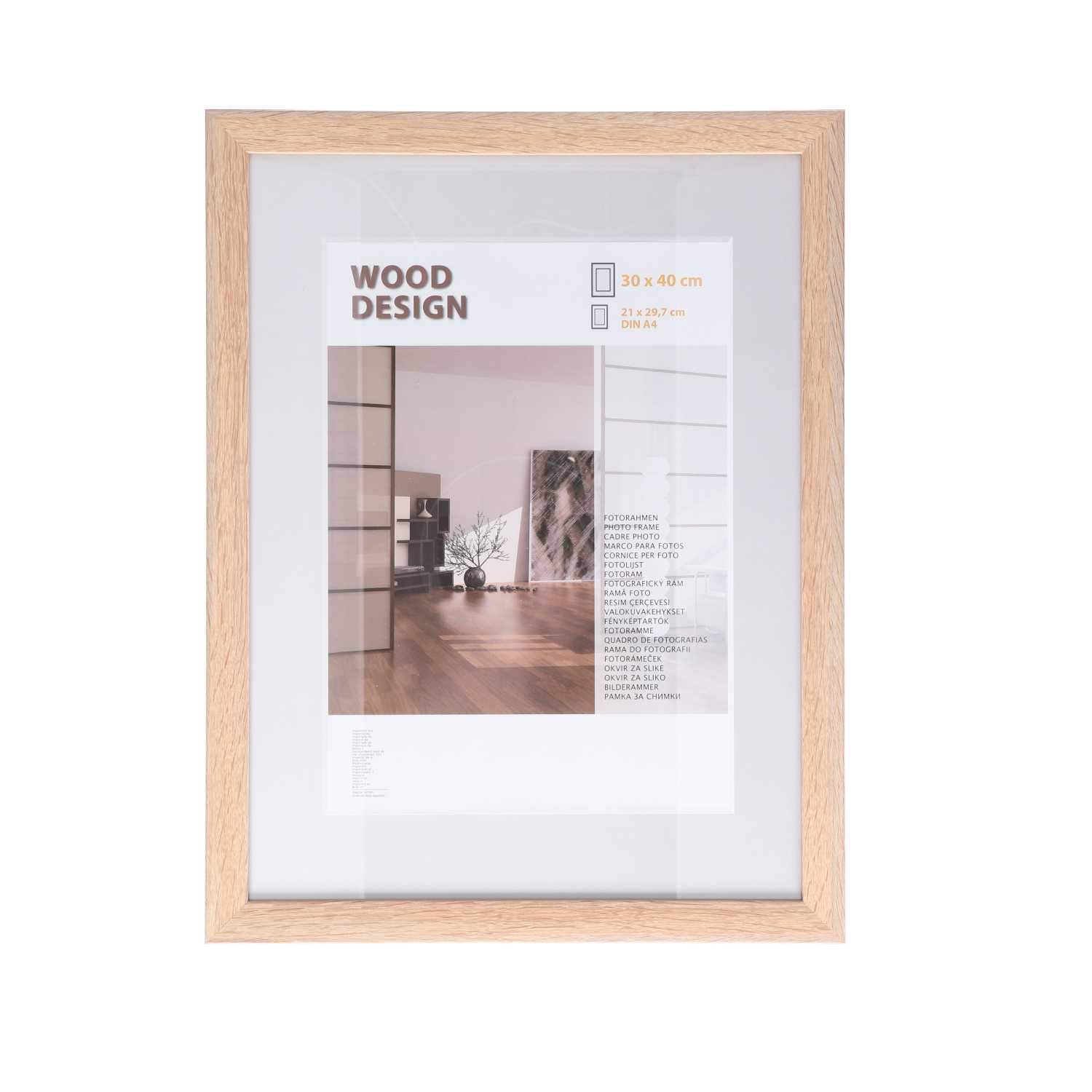 Bilderrahmen Milano aus Holz mit Passepartout 30 x 40 cm / 21 x 29,7 cm 4fach
