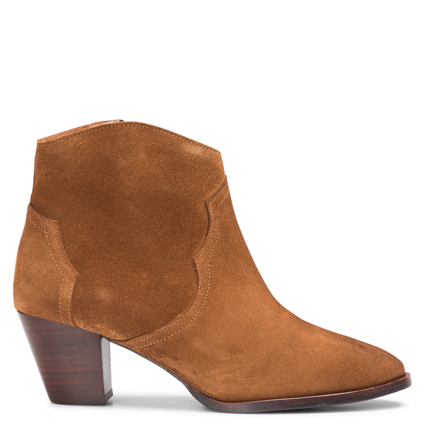 FIONA 60 - Bottines zippée à bout pointu et talon bold mi-haut | Marron