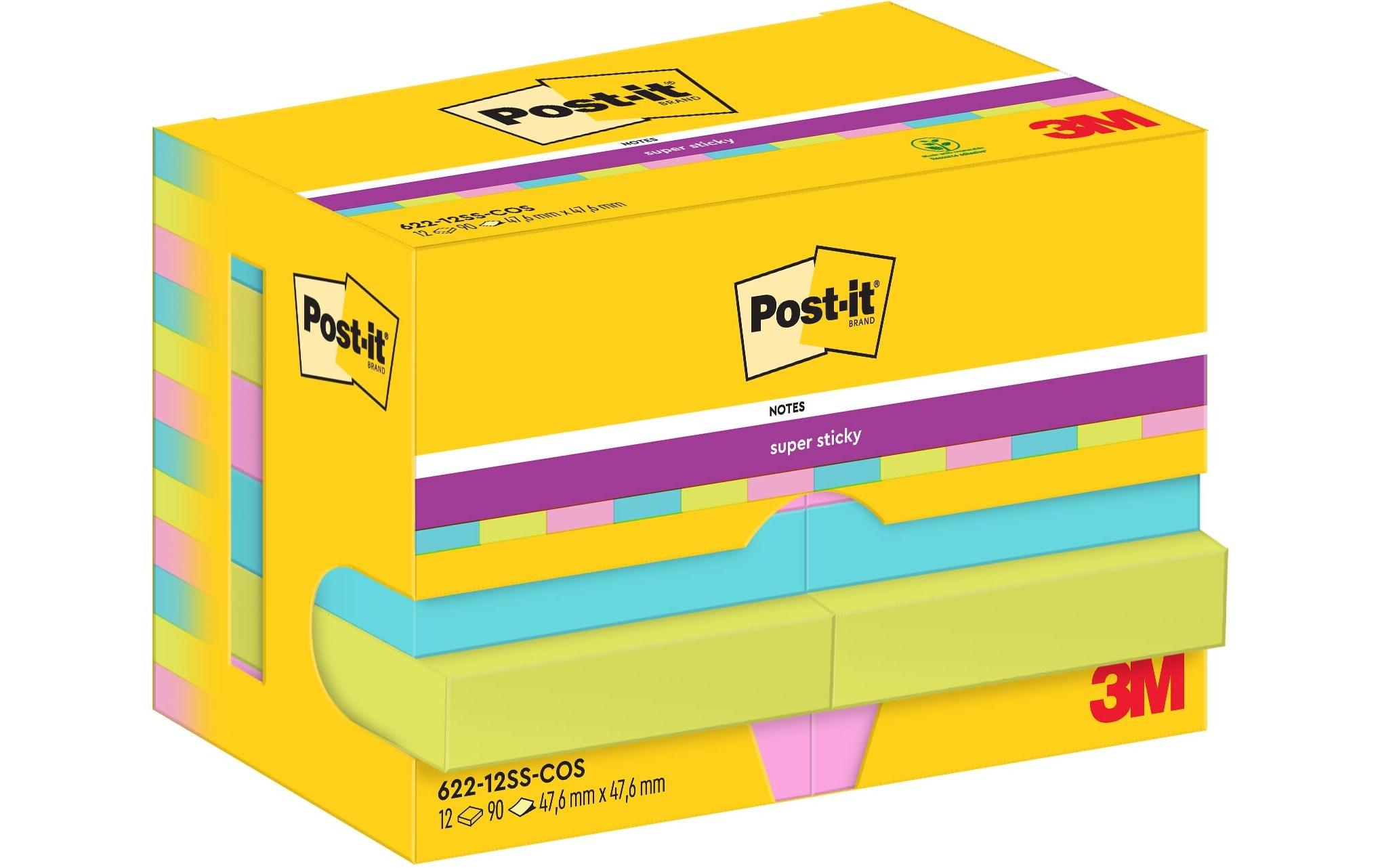 Notizzettel Super Sticky 47 x 47 mm, Cosmic, 12 BlöckeStarke Haftnotizen