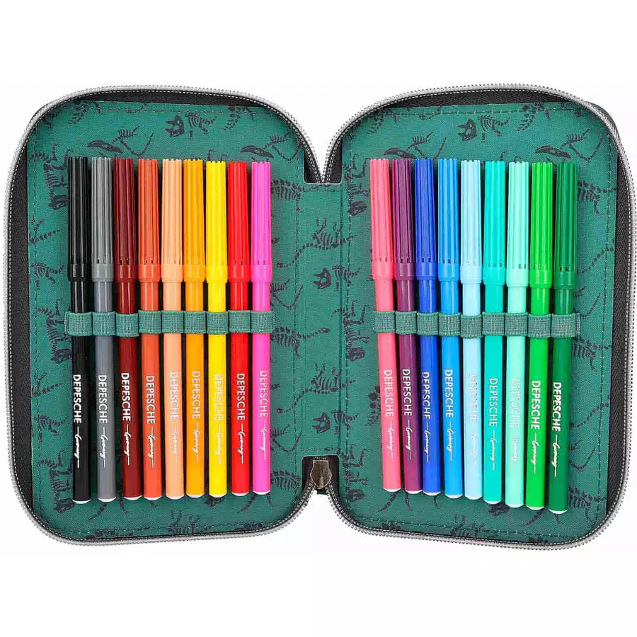 Depesche Federtasche LED grau Dino World 20 x 13 x 7 cm bunt