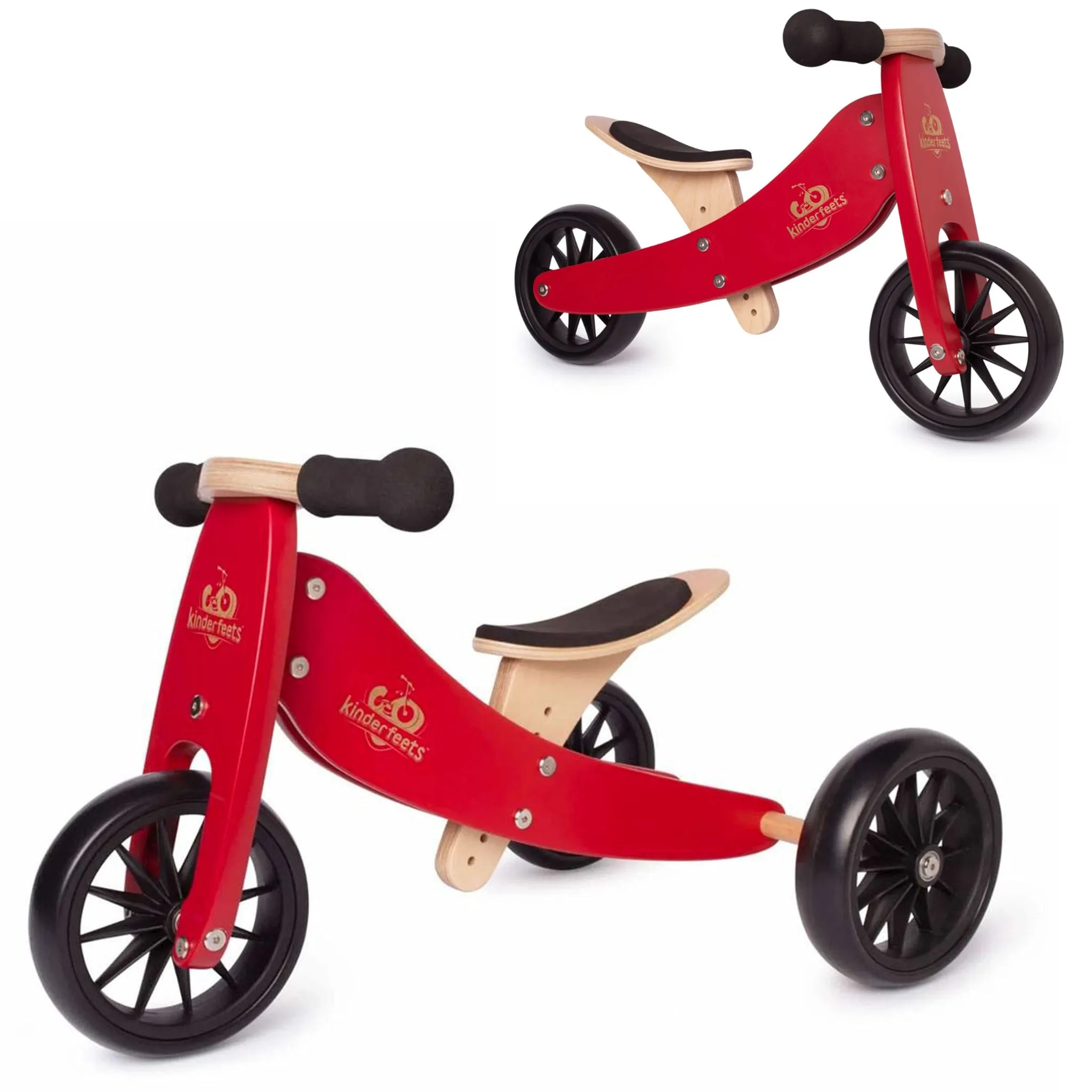 Kinderfeets Vélo d'Équilibre 2 en 1 Tiny Tot - Rouge