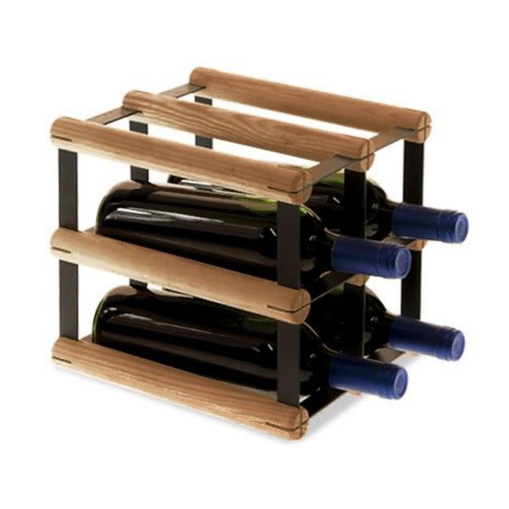 PROREGAL Modulair Wijnrek Vinotega Mod Metaal HxBxD 22,5 x 22,5 x 24,5 cm 2 x 2 Flessen Massief grenenhout Bruin Geolied