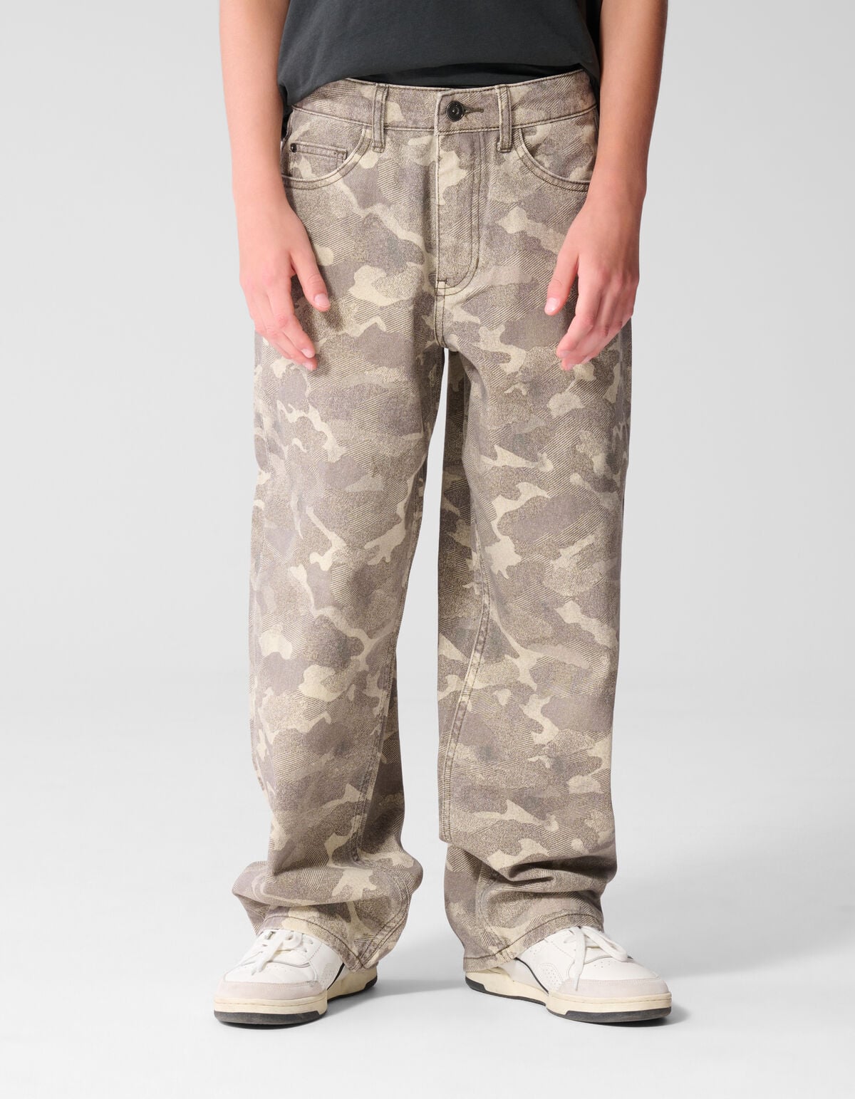 Camo Baggy Fit Jeans Lichtbruin
