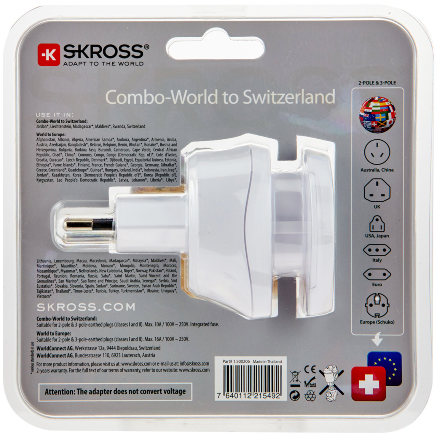 Skross Adapter World zu CHE | T12 | SCHUKO