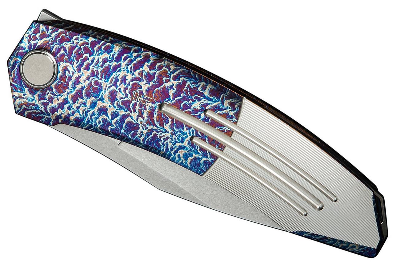 WE Knife Sine WE23069B-4 Bead Blasted M390, Wave Flamed Titanium, zakmes