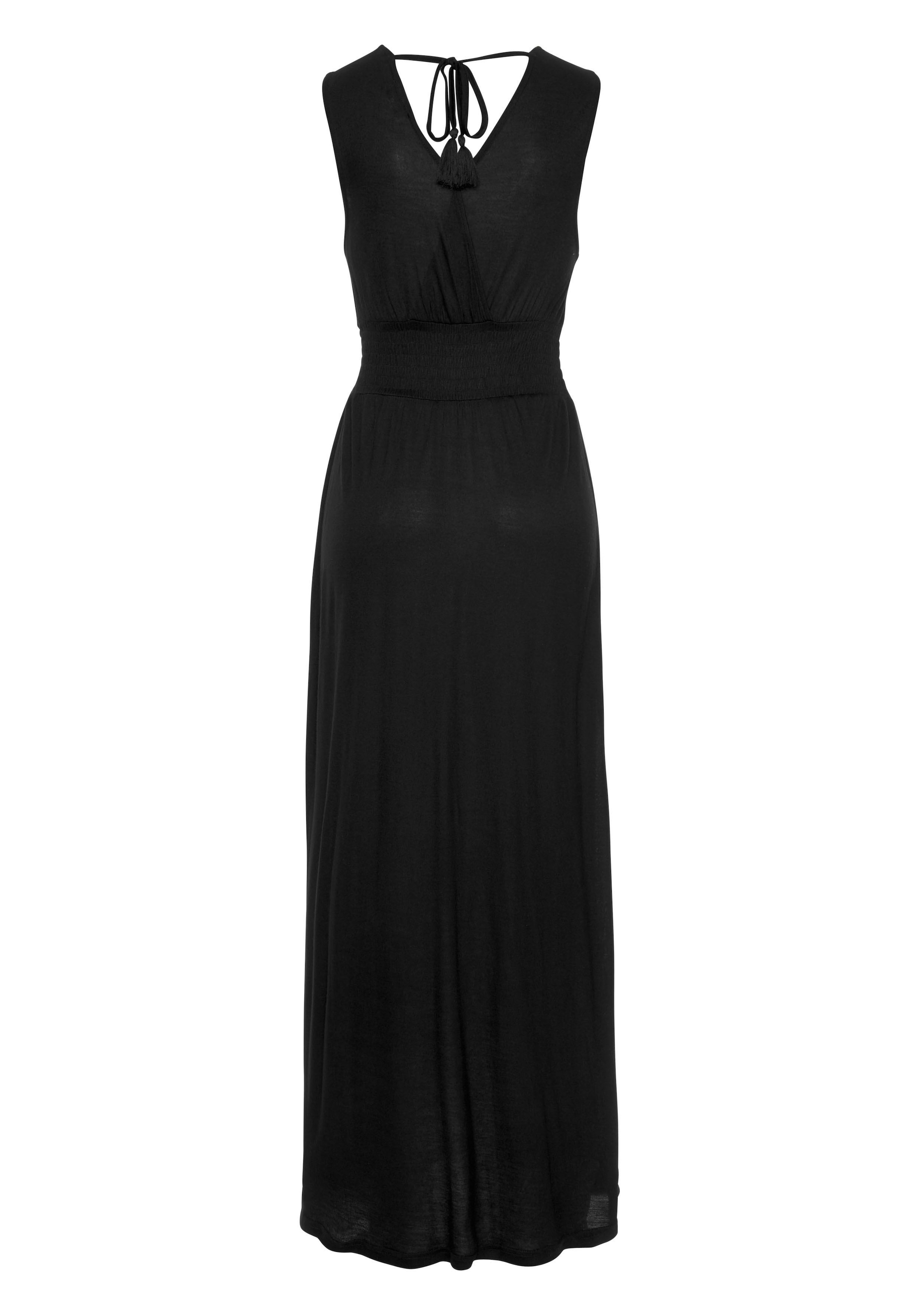 Buffalo Maxikleid mit Druck am Vorderteil und Bindeband hinten, Sommerkleid, casual-chic