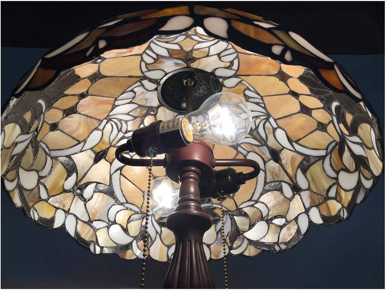 Bieye L30789 Barock-Tischlampe aus Buntglas im Tiffany-Stil für Heimdekoration, 16 x 24 Zoll, Orange