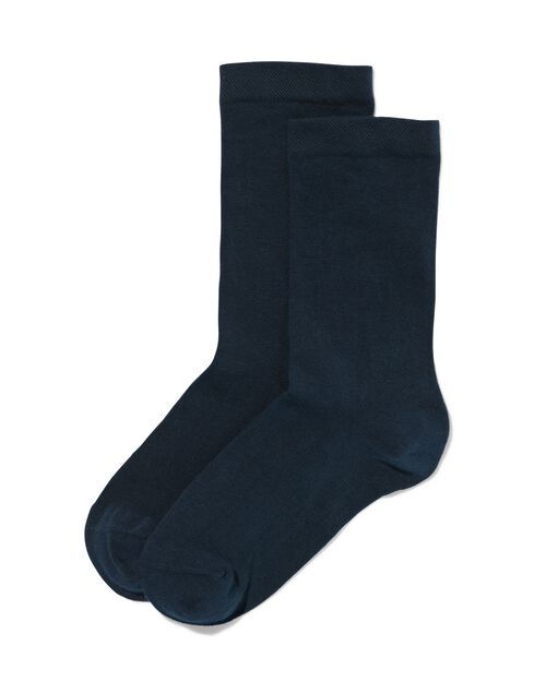2 paires de chaussettes femme avec coton bio bleu foncé