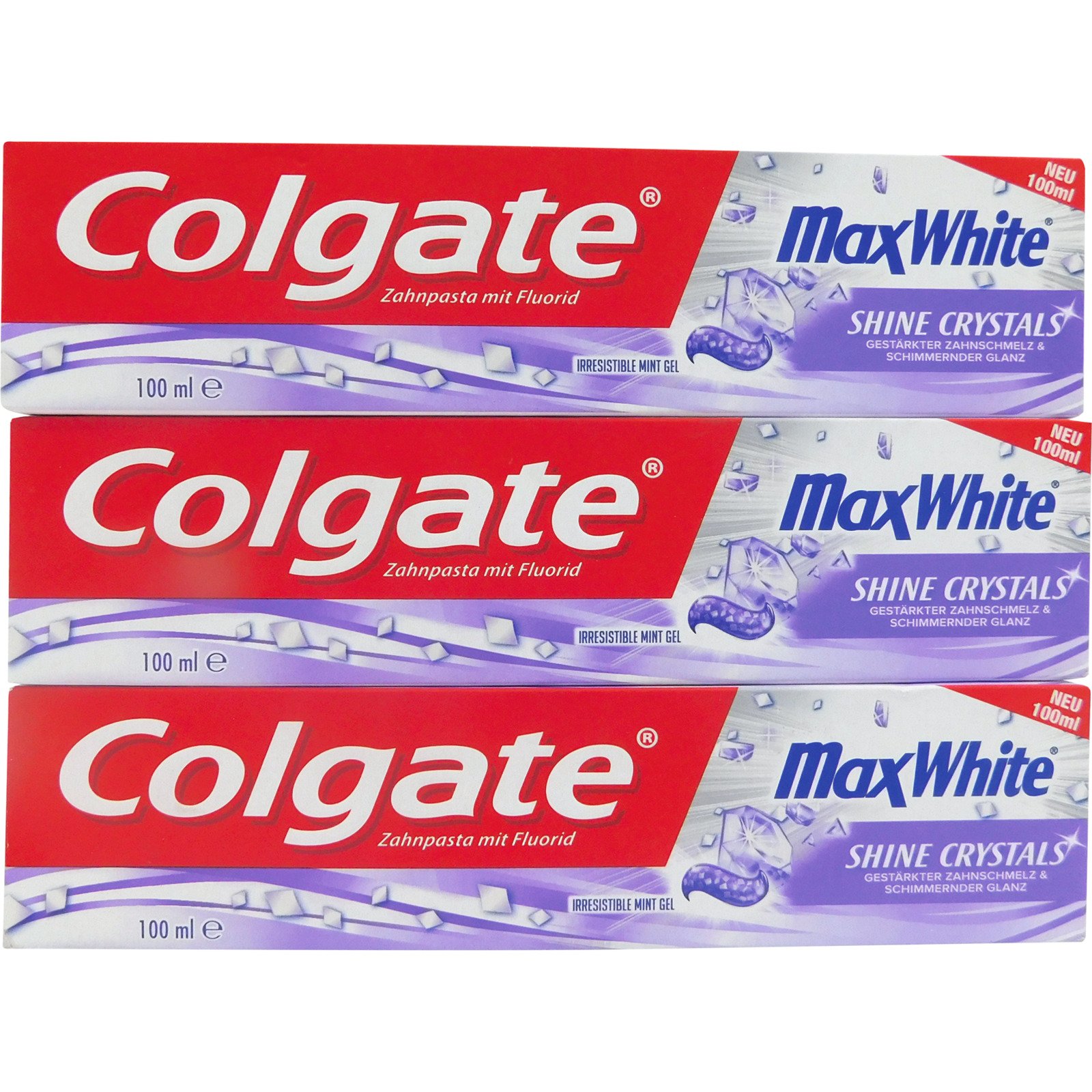 Colgate Zahnpasta Max White Shine Crystals Mint Gel 3 x 100 ml