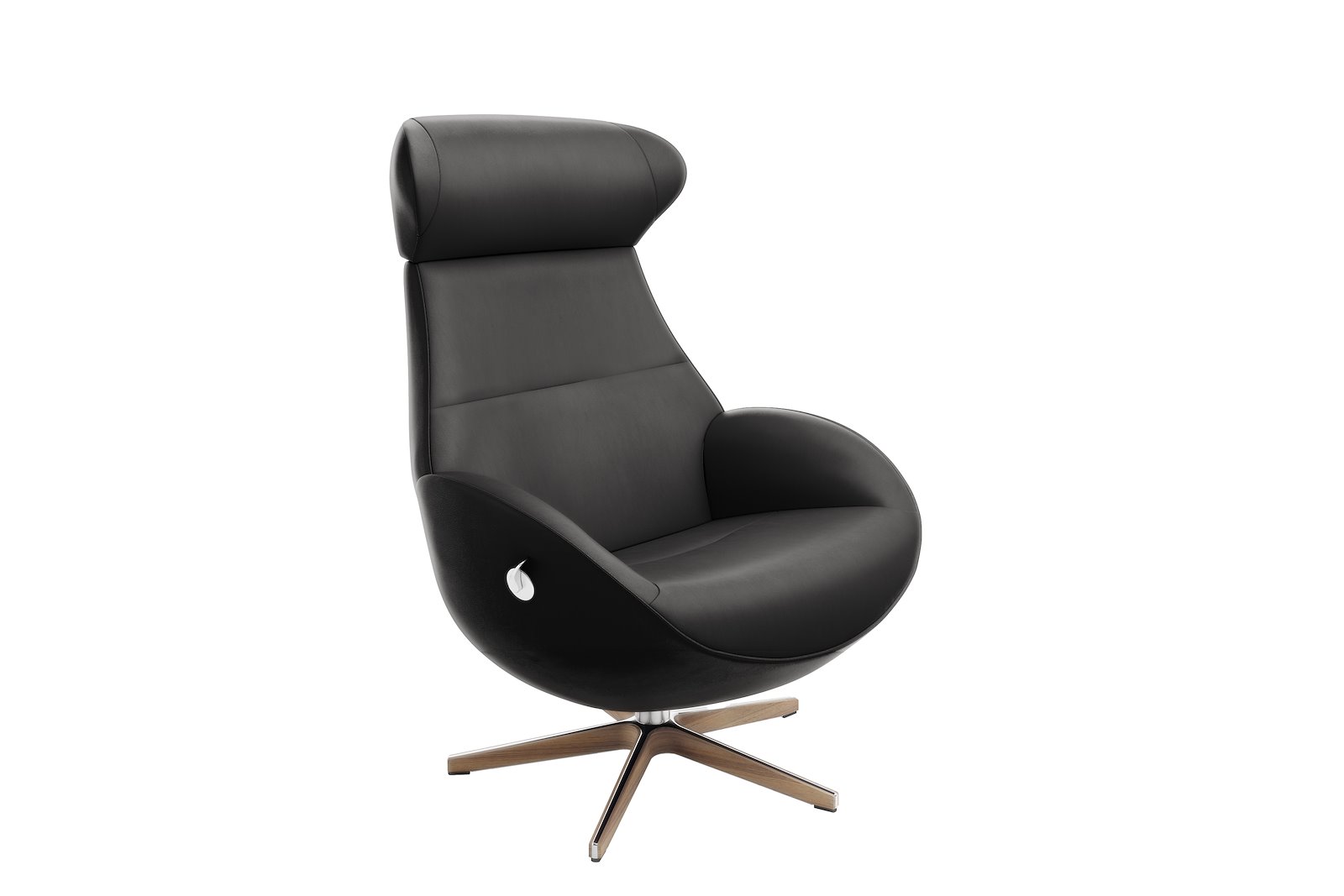 Globe Lenestol I hud Fantasy Black 2514-89 med standard rygg og X-fot understell med tredetlajer i aluminium/eik