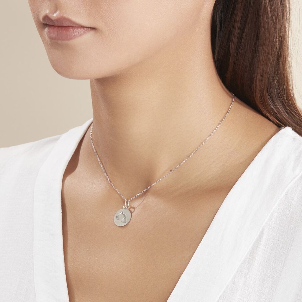 Pendentif Zodiaque Rond Argent Blanc