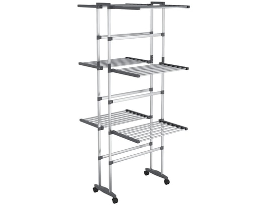 VIDAXL - étagère à linge à 3 niveaux avec roues argenté 60x70x166 cm