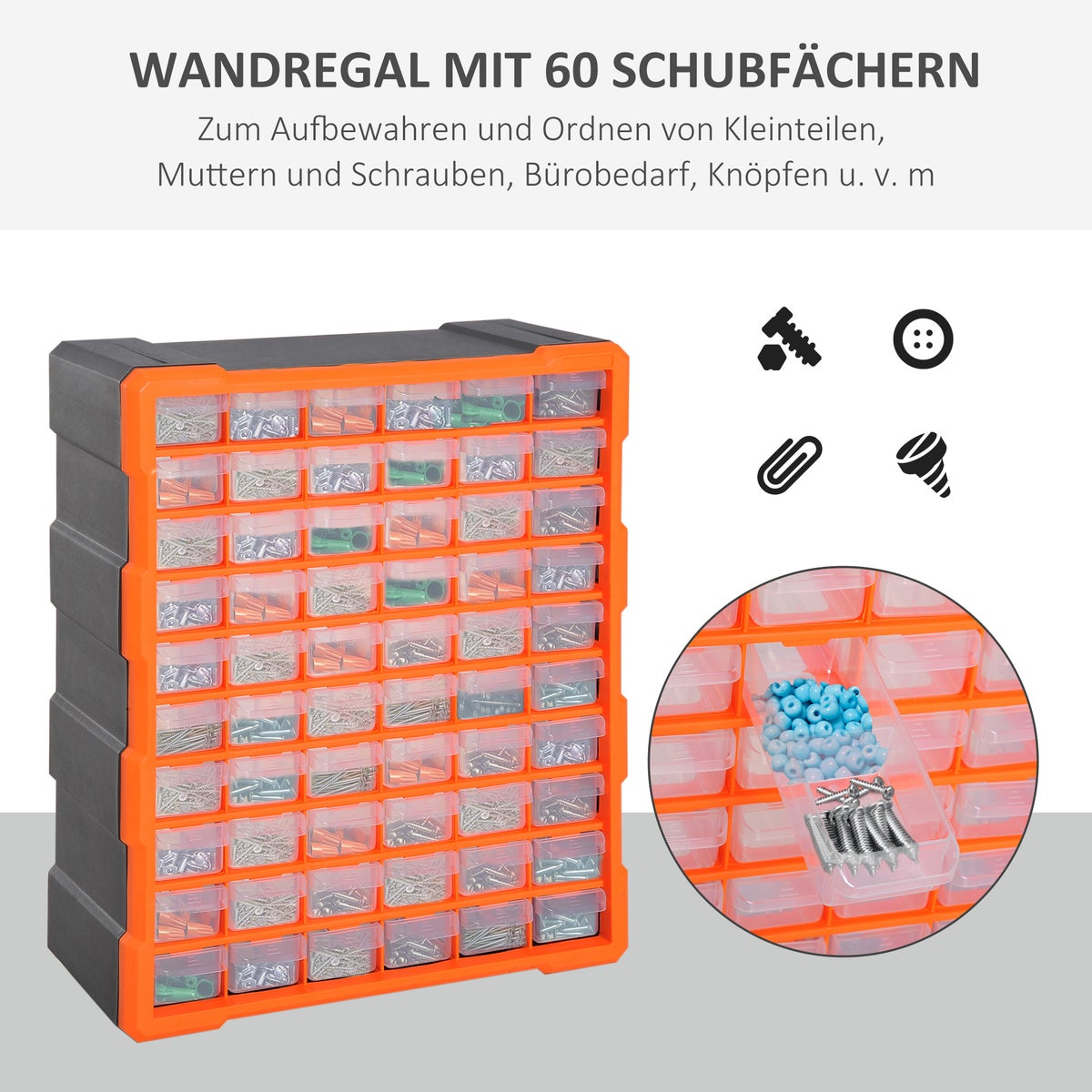 DURHAND sorteerdoos, L38 x B16 x H47,5 cm, PP, oranje